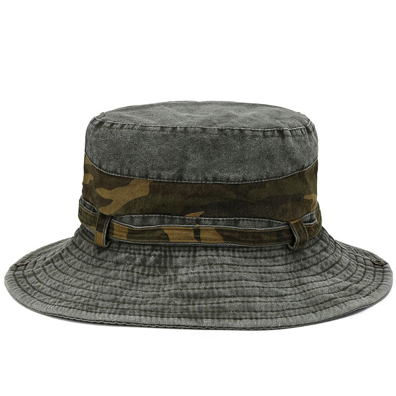 Sombrero para el sol, sombrero Boonie, sombrero de cubo de algodón lavado, plegable, para pesca al aire libre, sombrero de caza, correa ajustable para la barbilla para hombres y mujeres