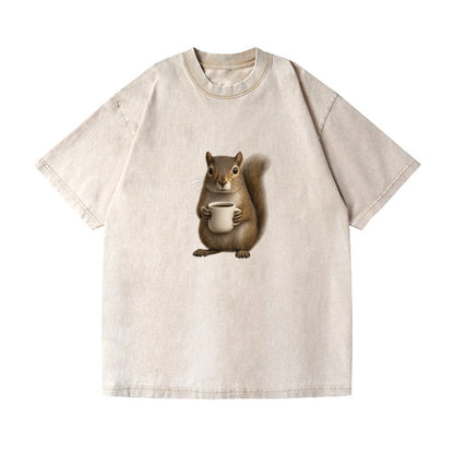 squirrel holding coffee cup art Hat