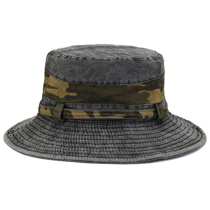 Sombrero para el sol, sombrero Boonie, sombrero de cubo de algodón lavado, plegable, para pesca al aire libre, sombrero de caza, correa ajustable para la barbilla para hombres y mujeres