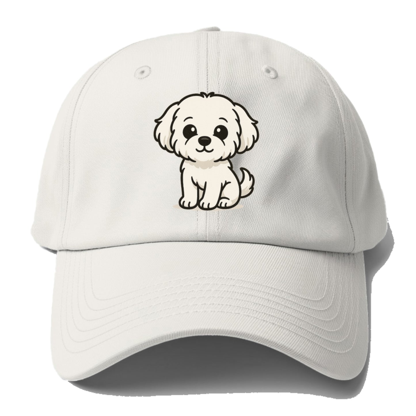 maltese pure white fluffy sitting pose portrait design Hat