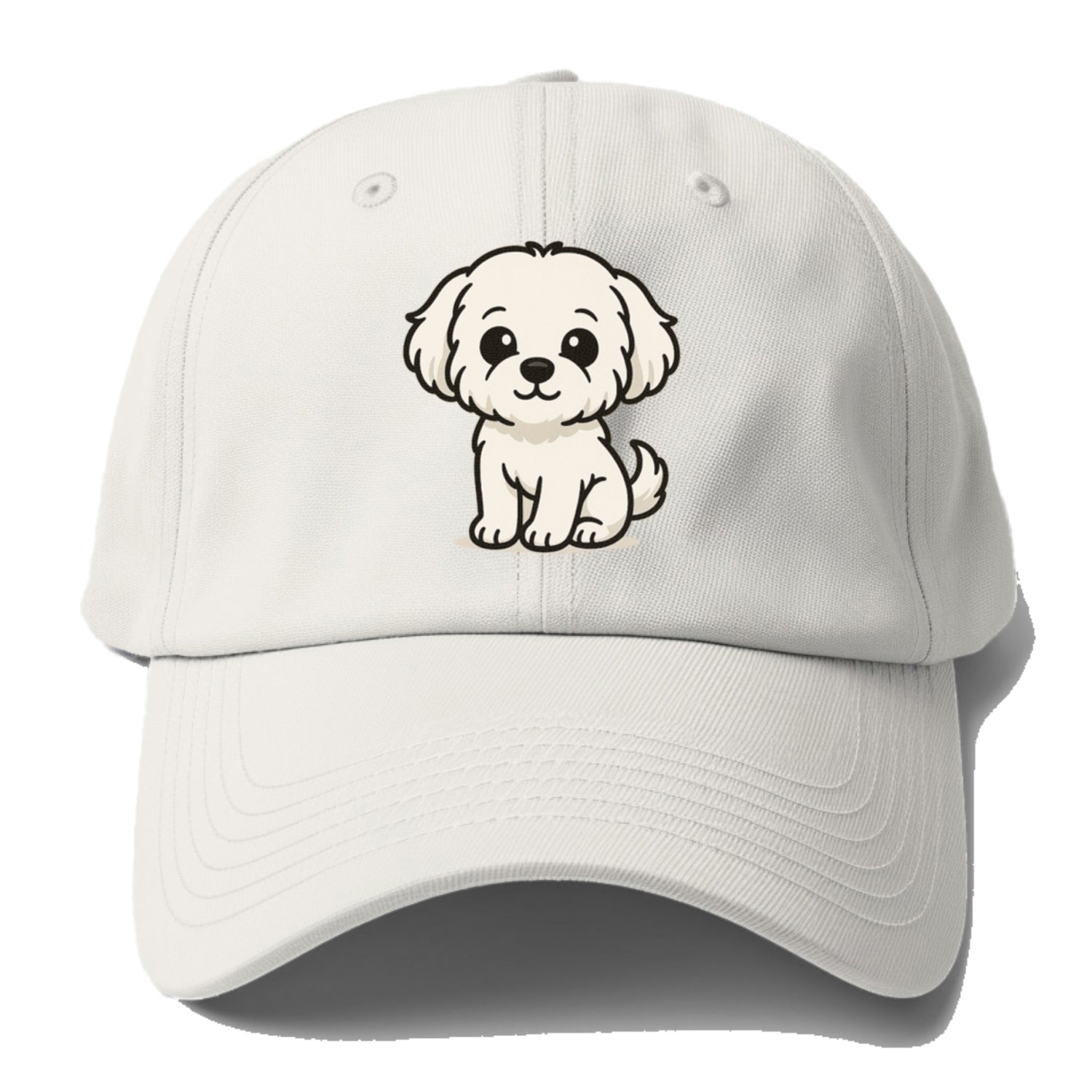 maltese pure white fluffy sitting pose portrait design Hat