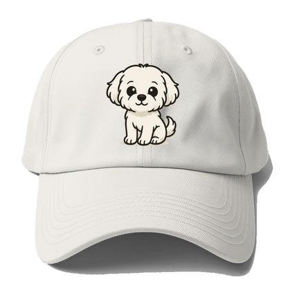maltese pure white fluffy sitting pose portrait design Hat