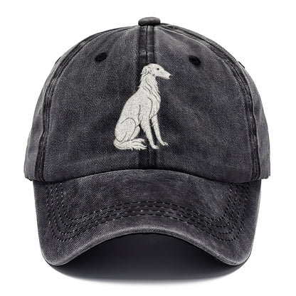 Borzoi White Sitting Pose Hat
