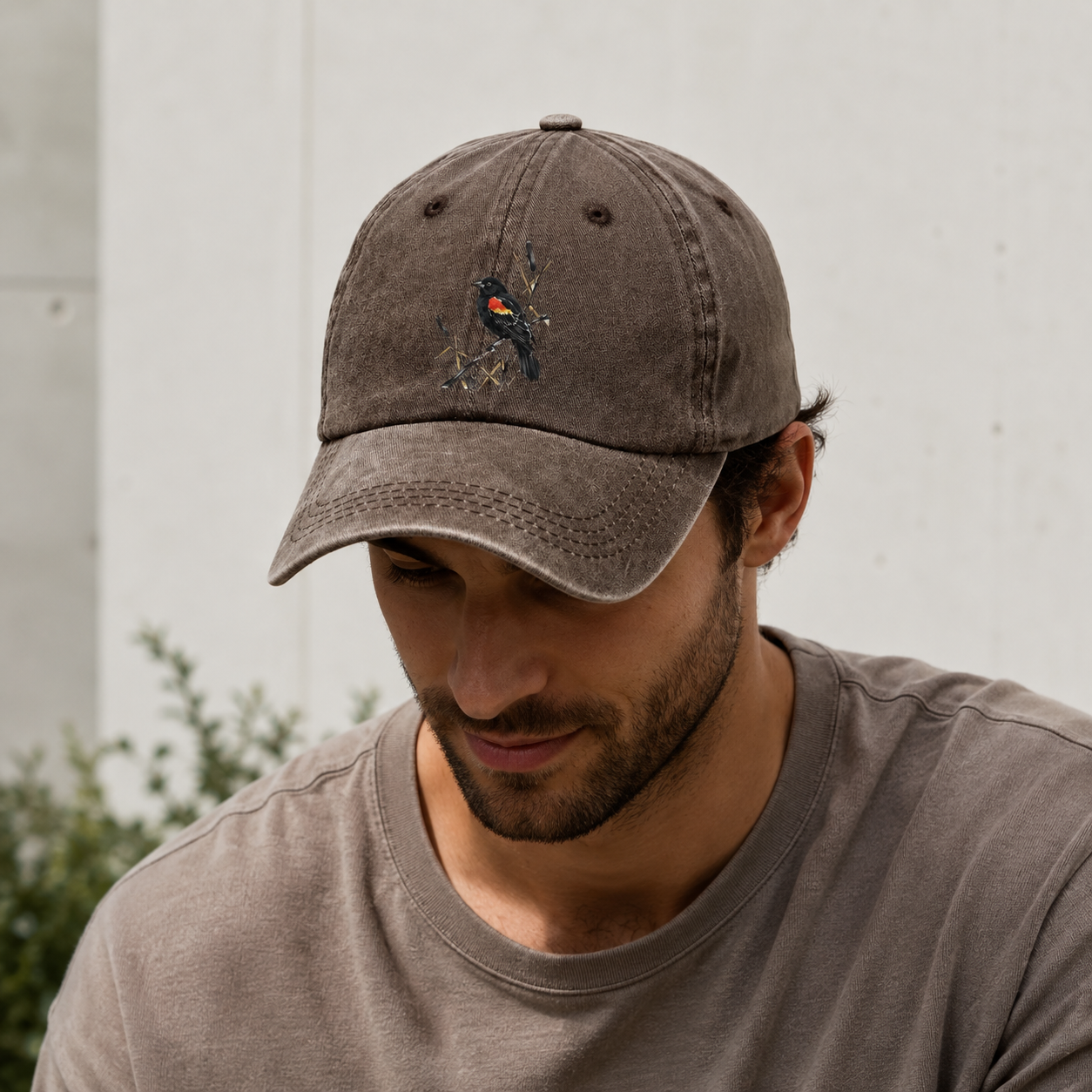 Ink Red Wing Bird Classic Cap – editorial product image