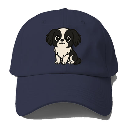 japanese chin black and white sitting pose portrait design Hat