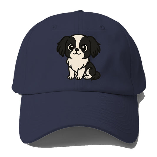 japanese chin black and white sitting pose portrait design Hat