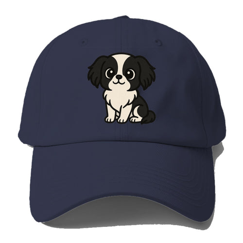 Japanese Chin Black And White Sitting Pose Portrait Design Baseball Cap For Big Heads