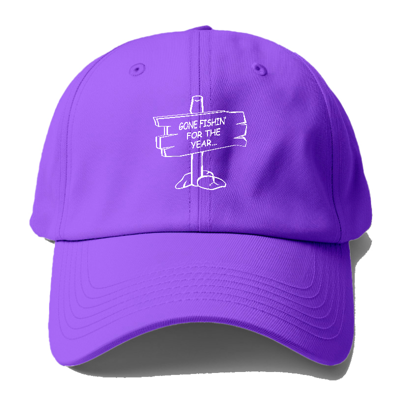 Gone Fishin' for The Year Baseball Cap Purple__white Logo