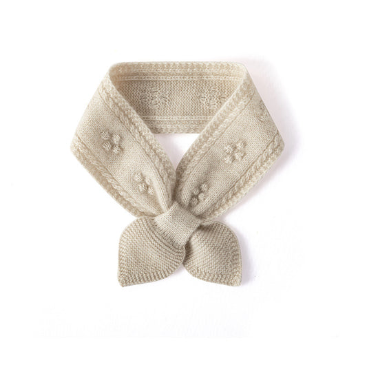 100% Cashmere Crocheted Bow Scarf