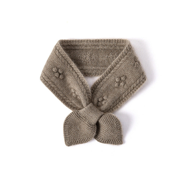 100% Cashmere Crocheted Bow Scarf