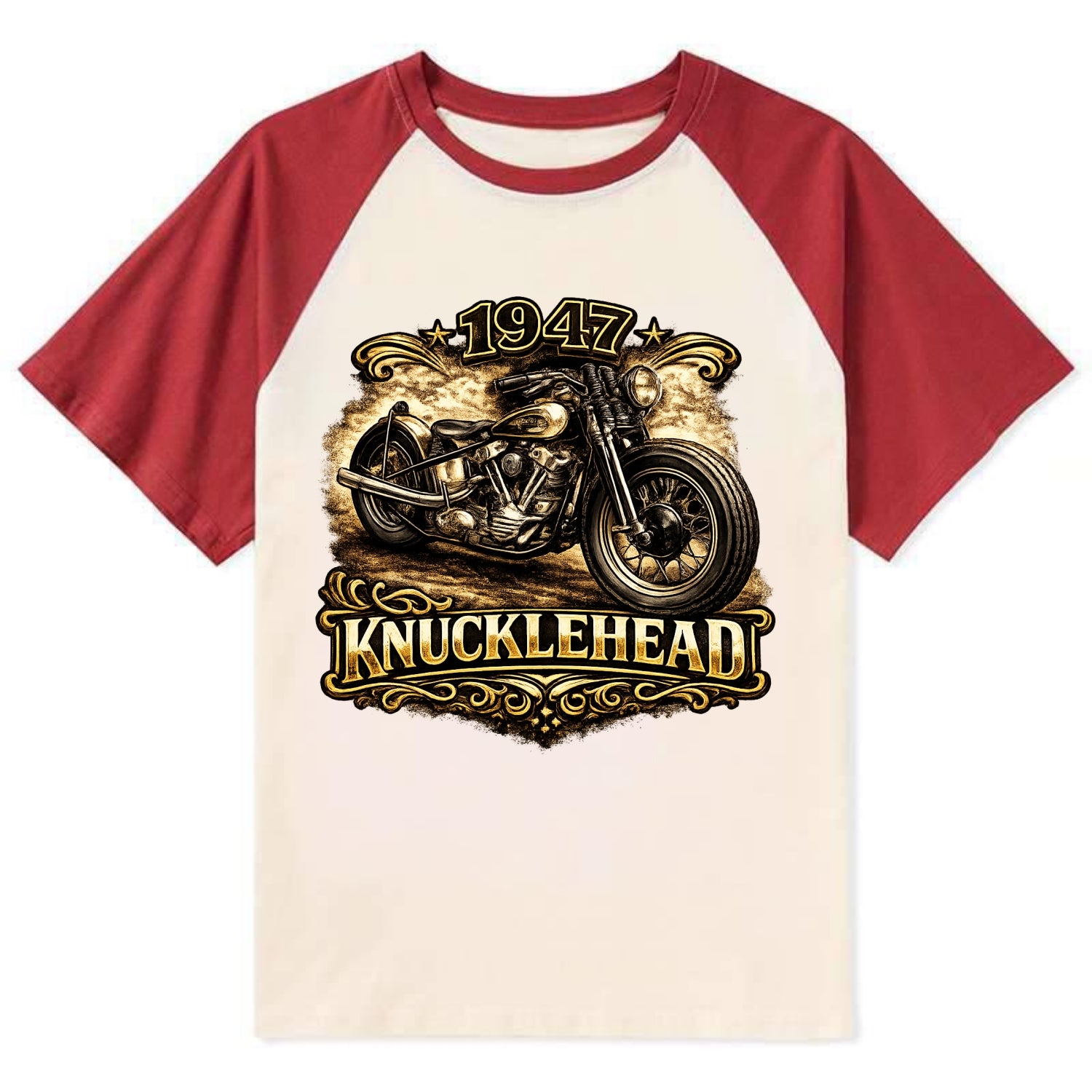 1947 Knucklehead Bobber - Contrast Raglan T-shirt