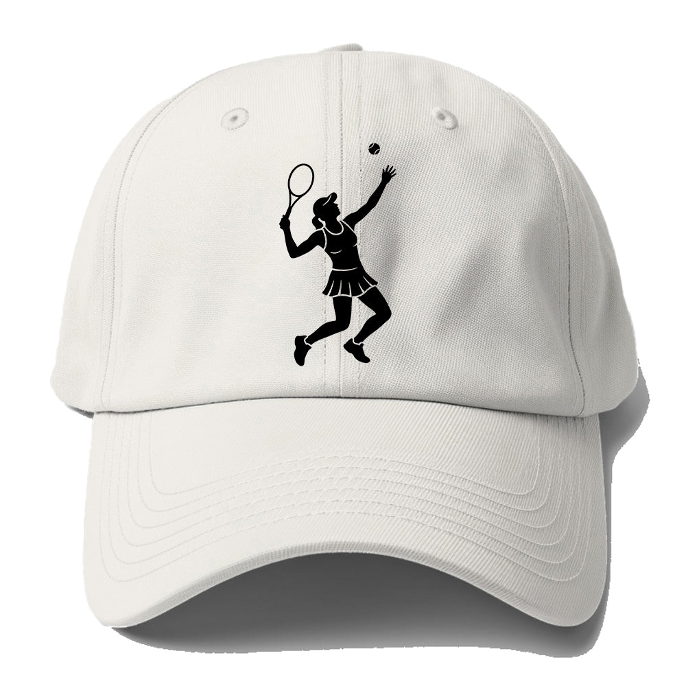 Tennis player serving powerful shot Baseball Cap