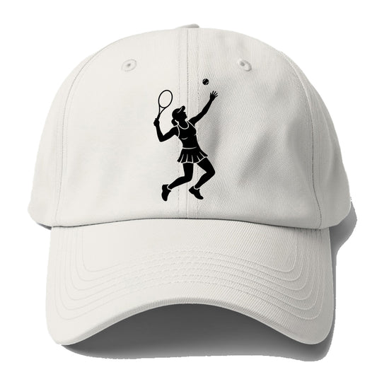 Tennis player serving powerful shot Baseball Cap