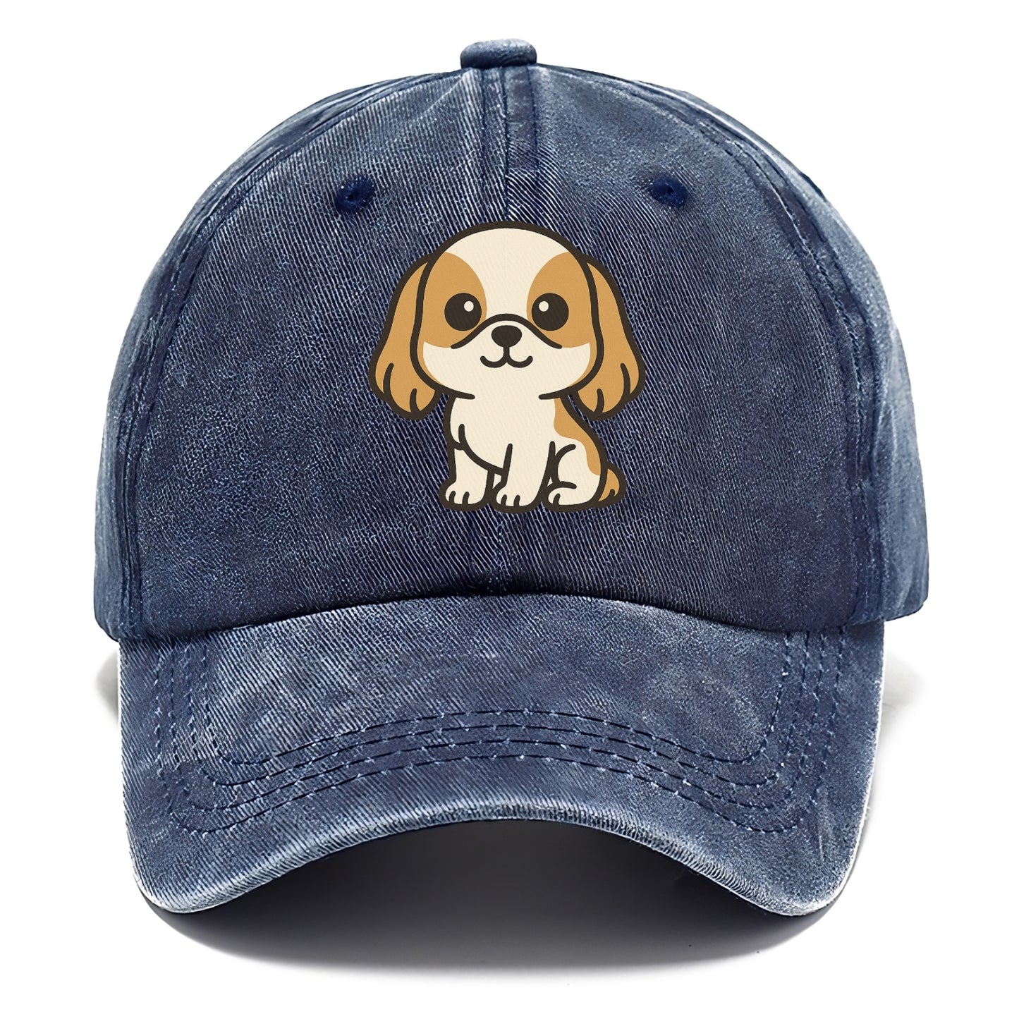 shih tzu white and gold sitting pose with long ears portrait design Hat