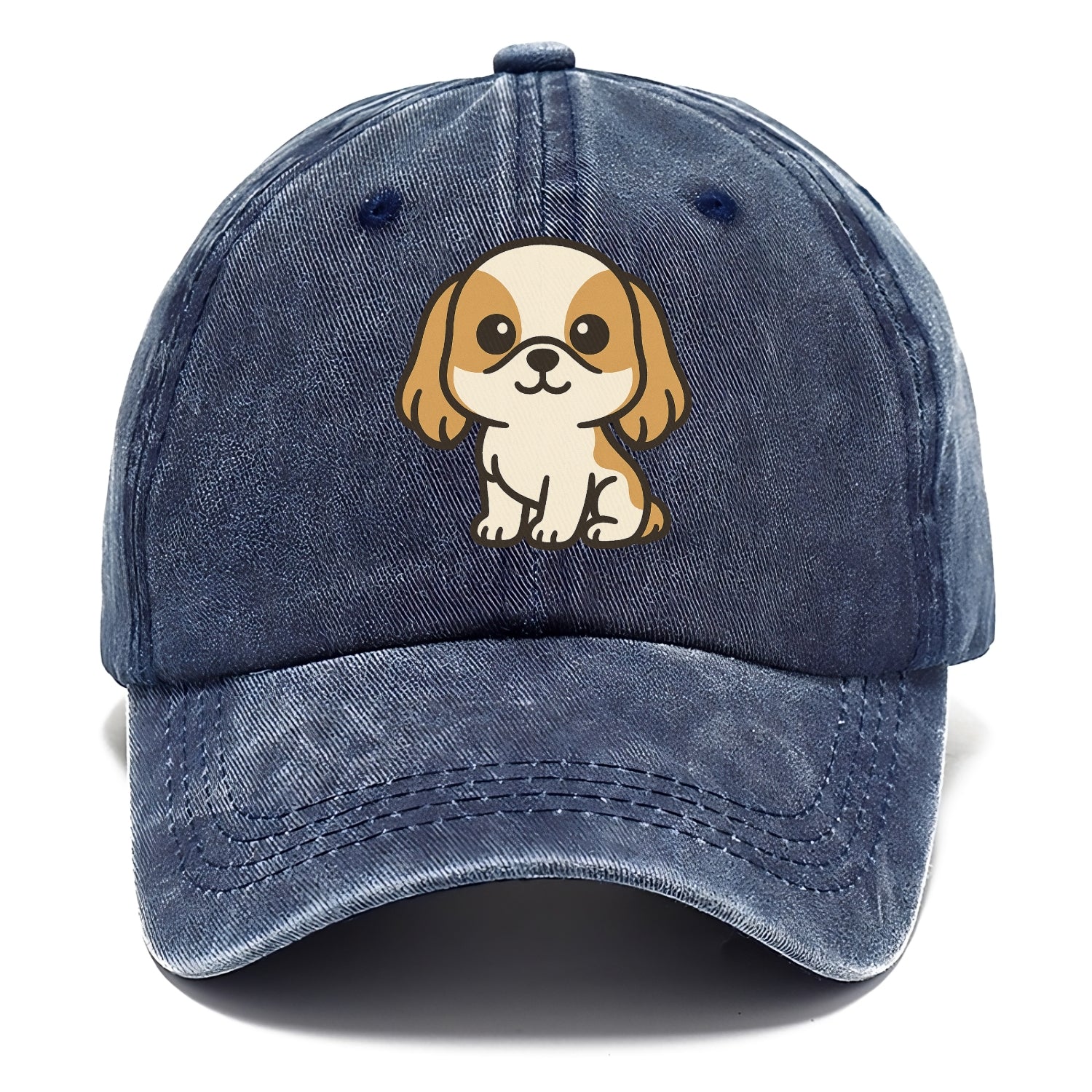 shih tzu white and gold sitting pose with long ears portrait design Hat