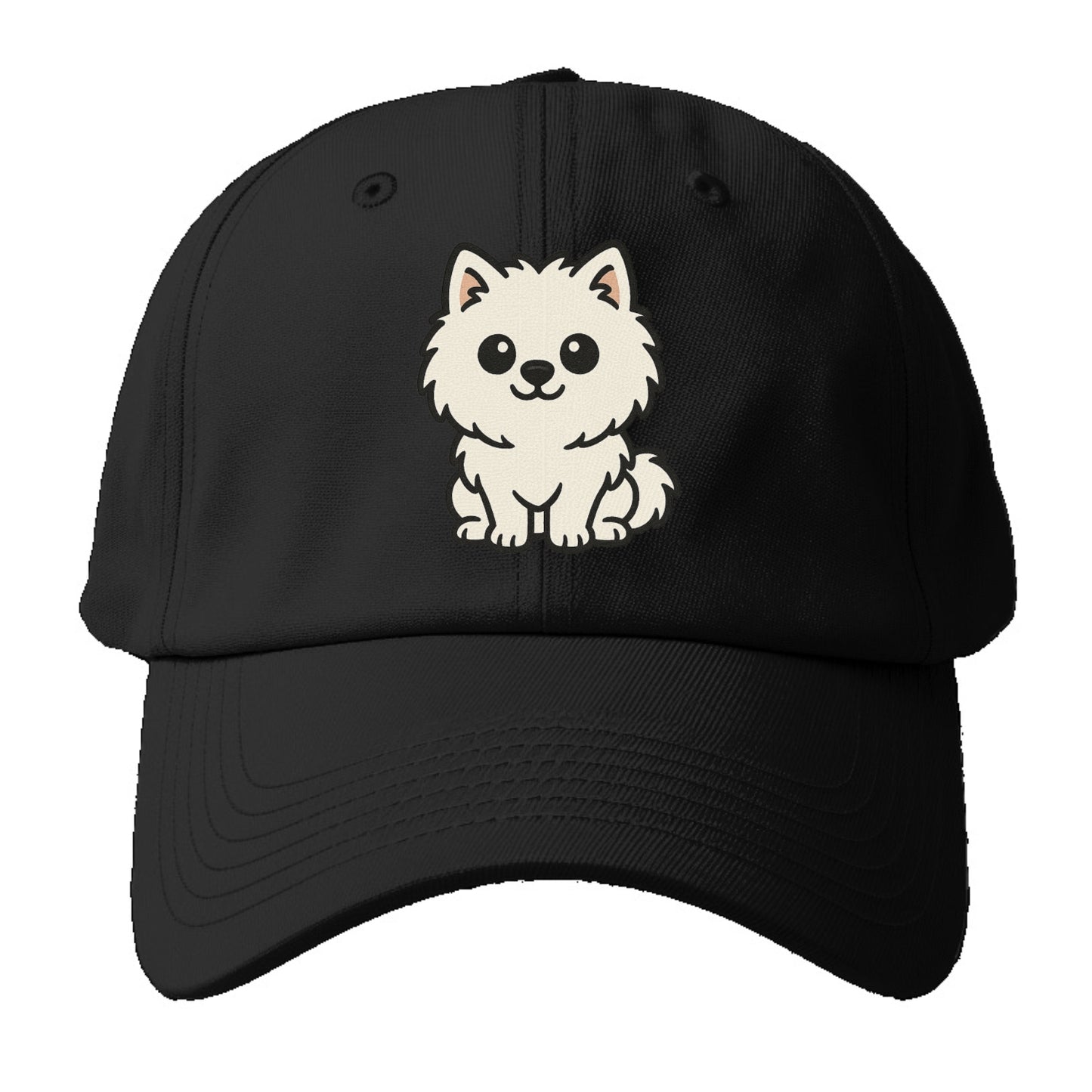 pomeranian white fluffy sitting pose portrait design Hat