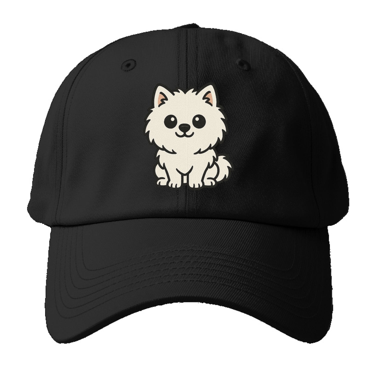 pomeranian white fluffy sitting pose portrait design Hat