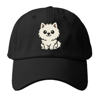 pomeranian white fluffy sitting pose portrait design Hat