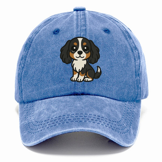 cavalier king charles spaniel tricolor sitting pose portrait design Hat