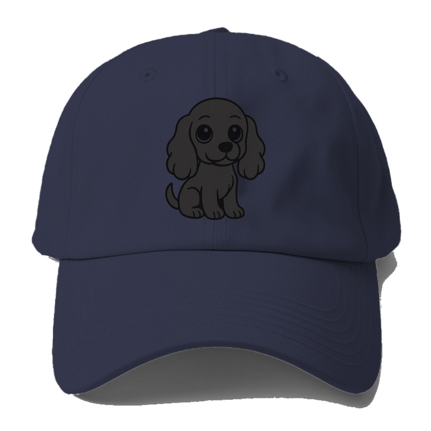 cocker spaniel black sitting pose with long ears portrait design Hat