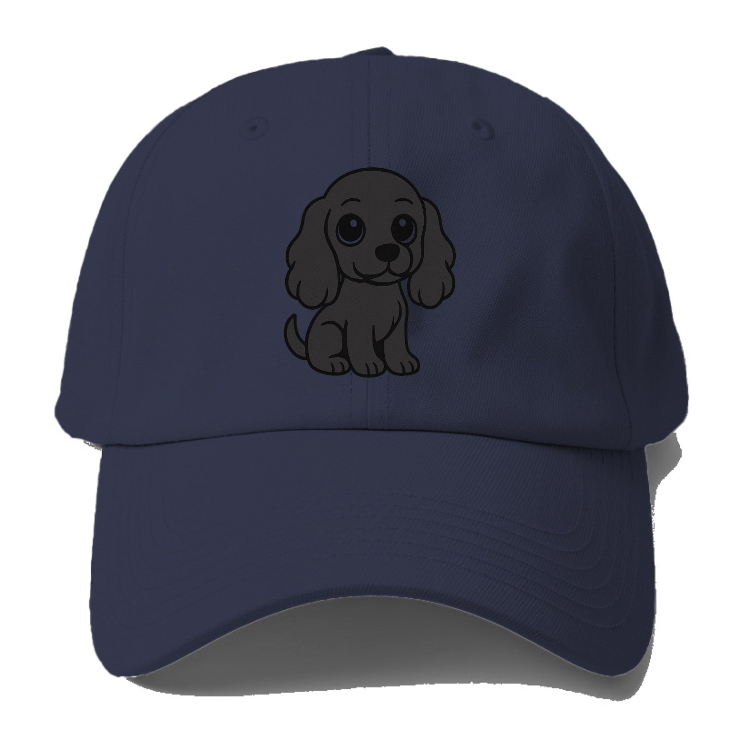 cocker spaniel black sitting pose with long ears portrait design Hat