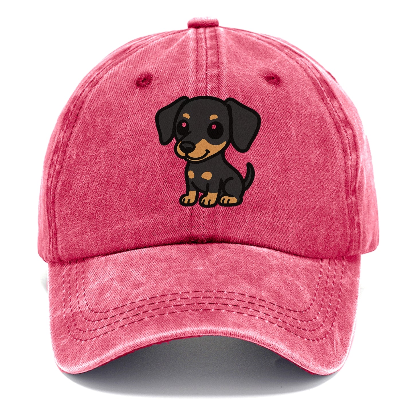 miniature pinscher black and tan sitting pose portrait design Hat