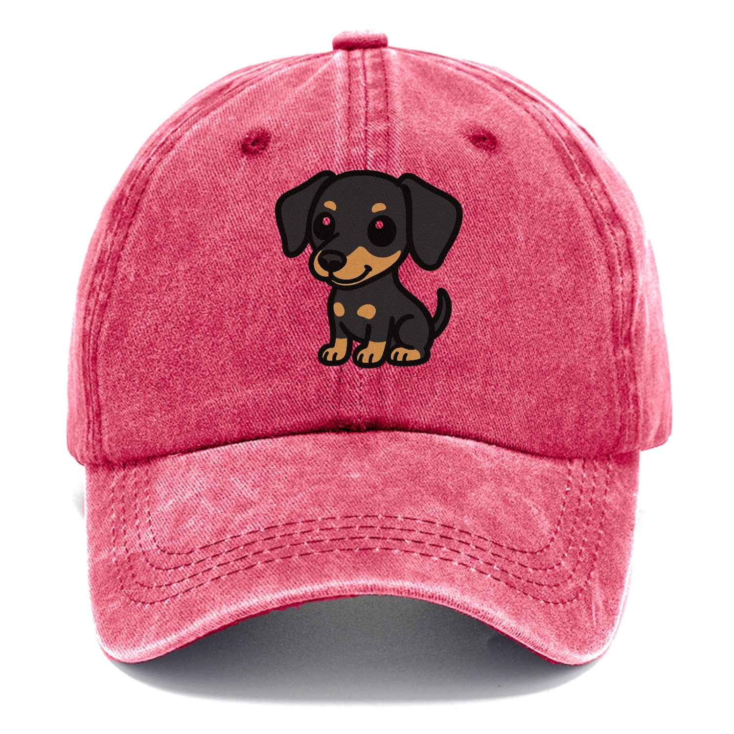 miniature pinscher black and tan sitting pose portrait design Hat