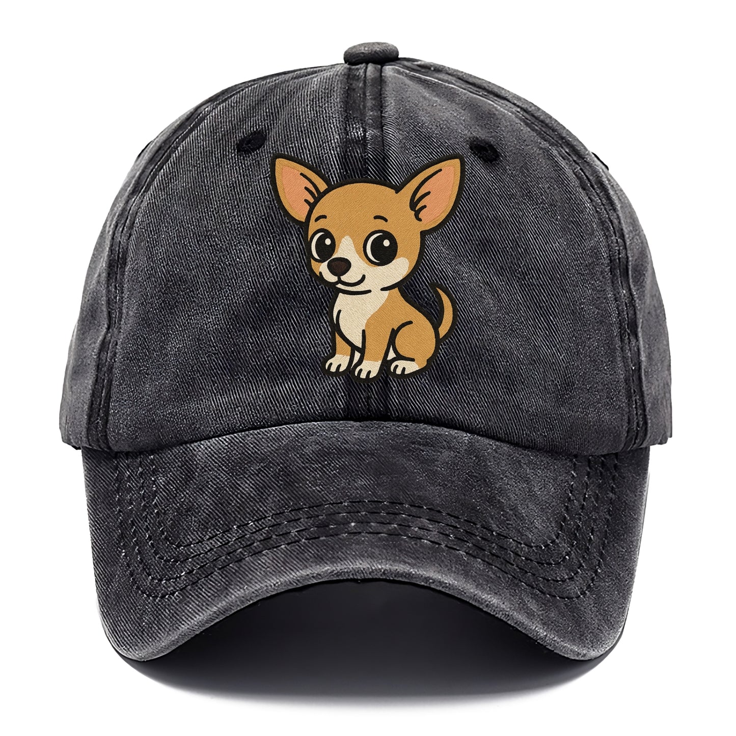 chihuahua tan and white sitting pose portrait design Hat