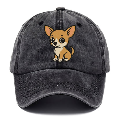 chihuahua tan and white sitting pose portrait design Hat