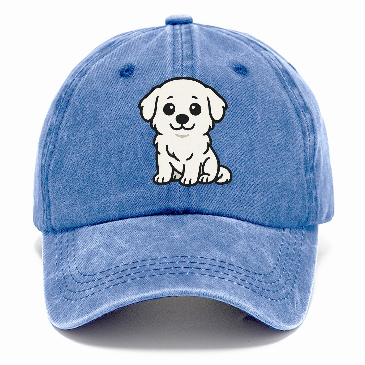 Great Pyrenees White Fluffy Sitting Pose Portrait Design Hat