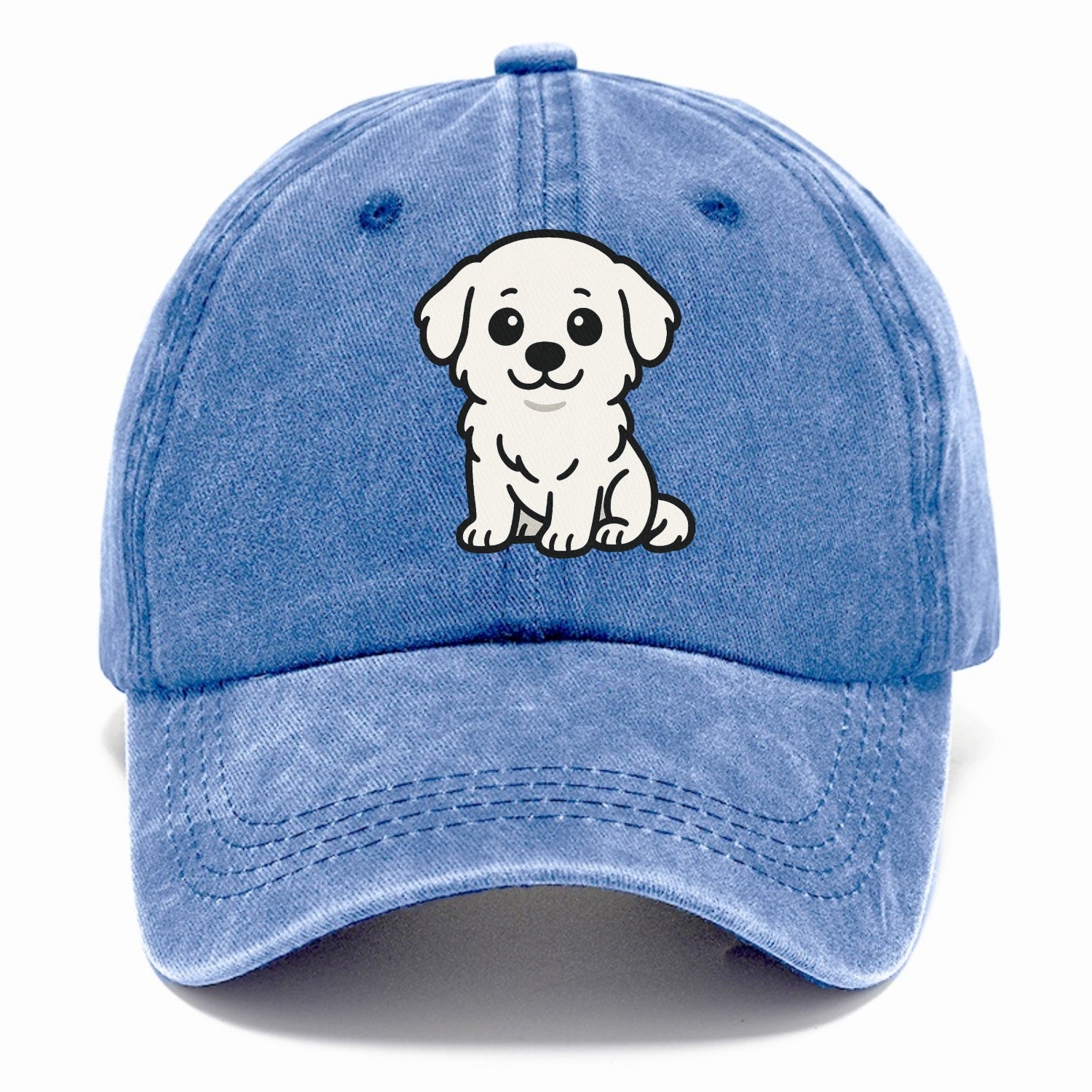 Great Pyrenees White Fluffy Sitting Pose Portrait Design Hat