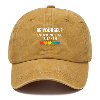 inspirational quote with rainbow hearts Hat