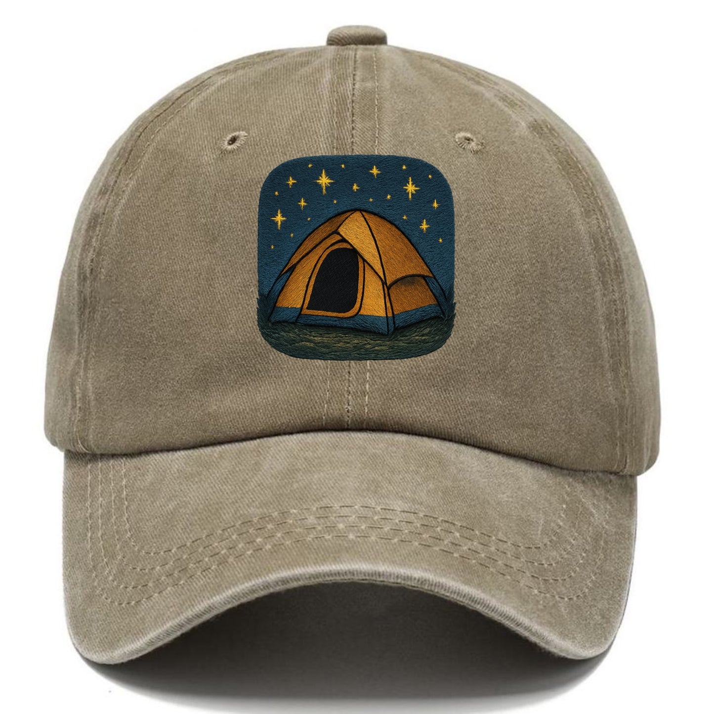 starlit tent under night sky Hat