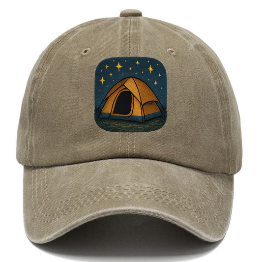 starlit tent under night sky Hat