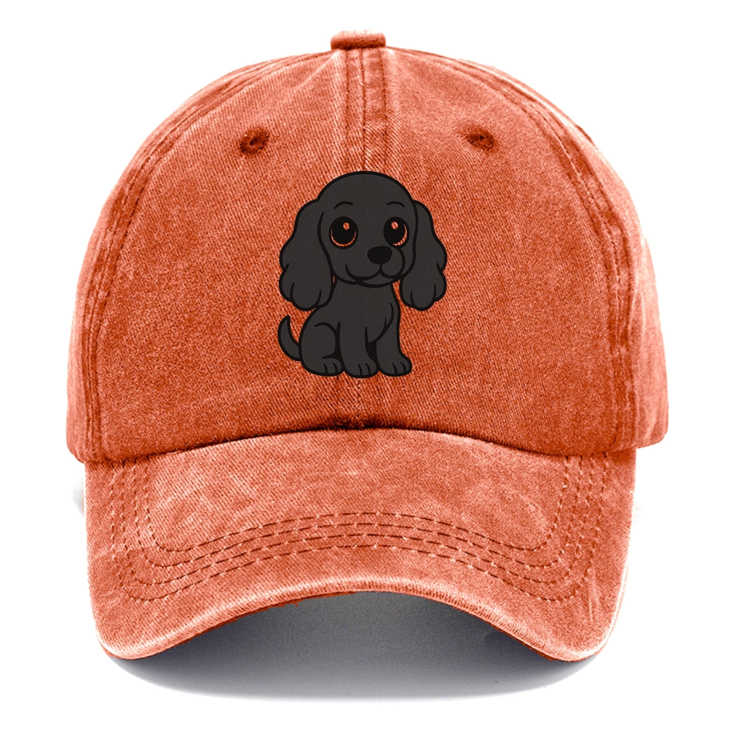 cocker spaniel black sitting pose with long ears portrait design Hat
