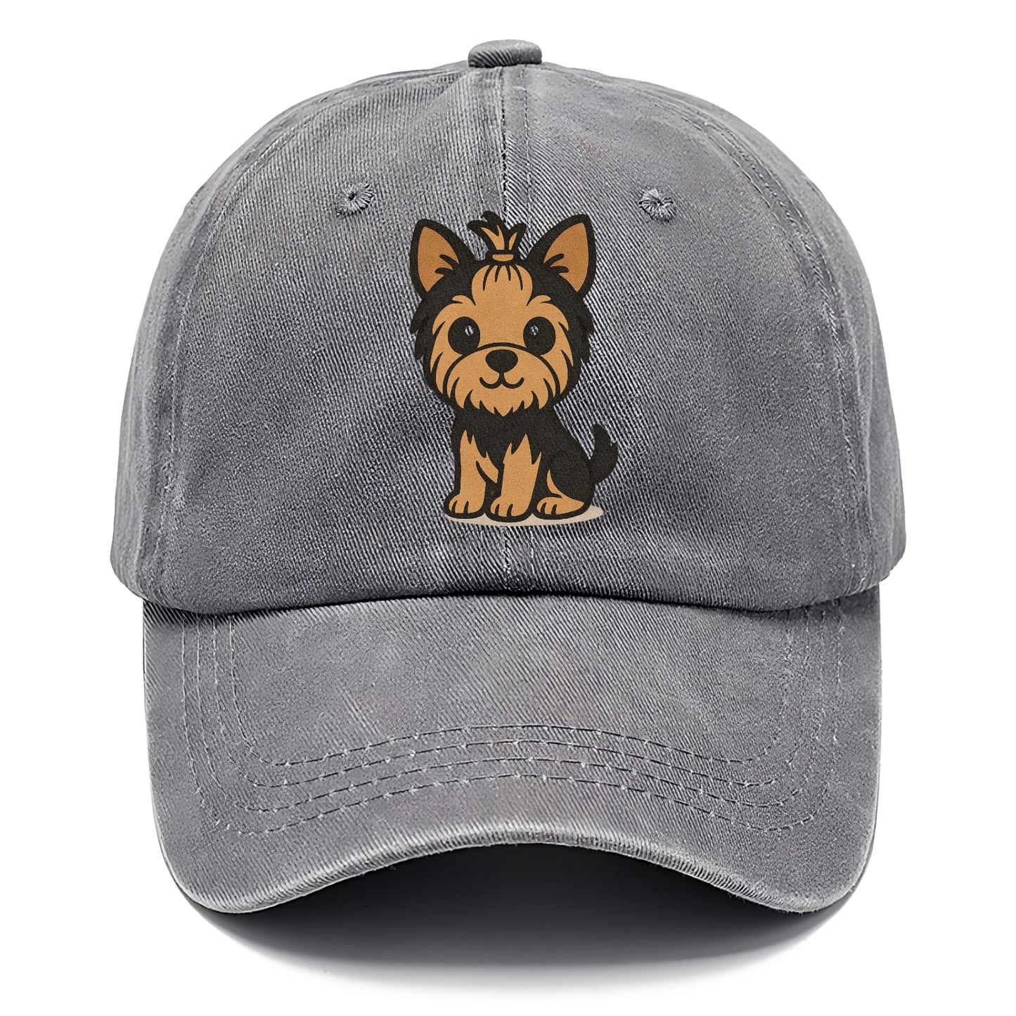 yorkshire terrier brown and black with top knot portrait design Hat