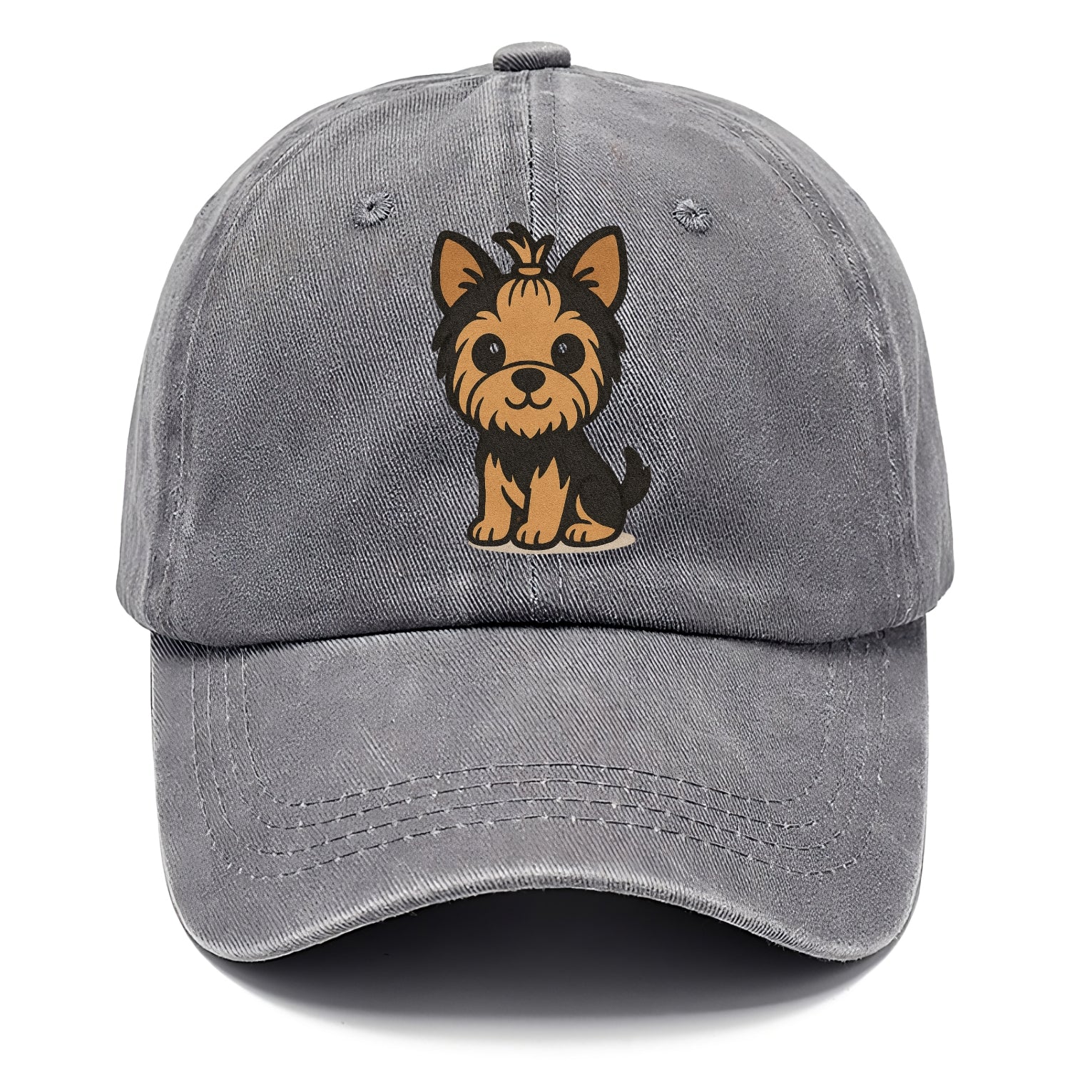 yorkshire terrier brown and black with top knot portrait design Hat