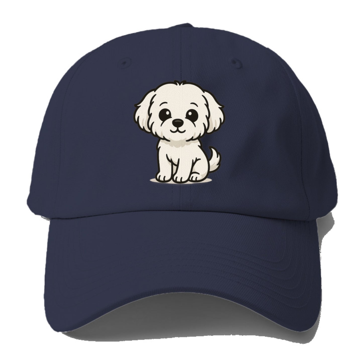 maltese pure white fluffy sitting pose portrait design Hat