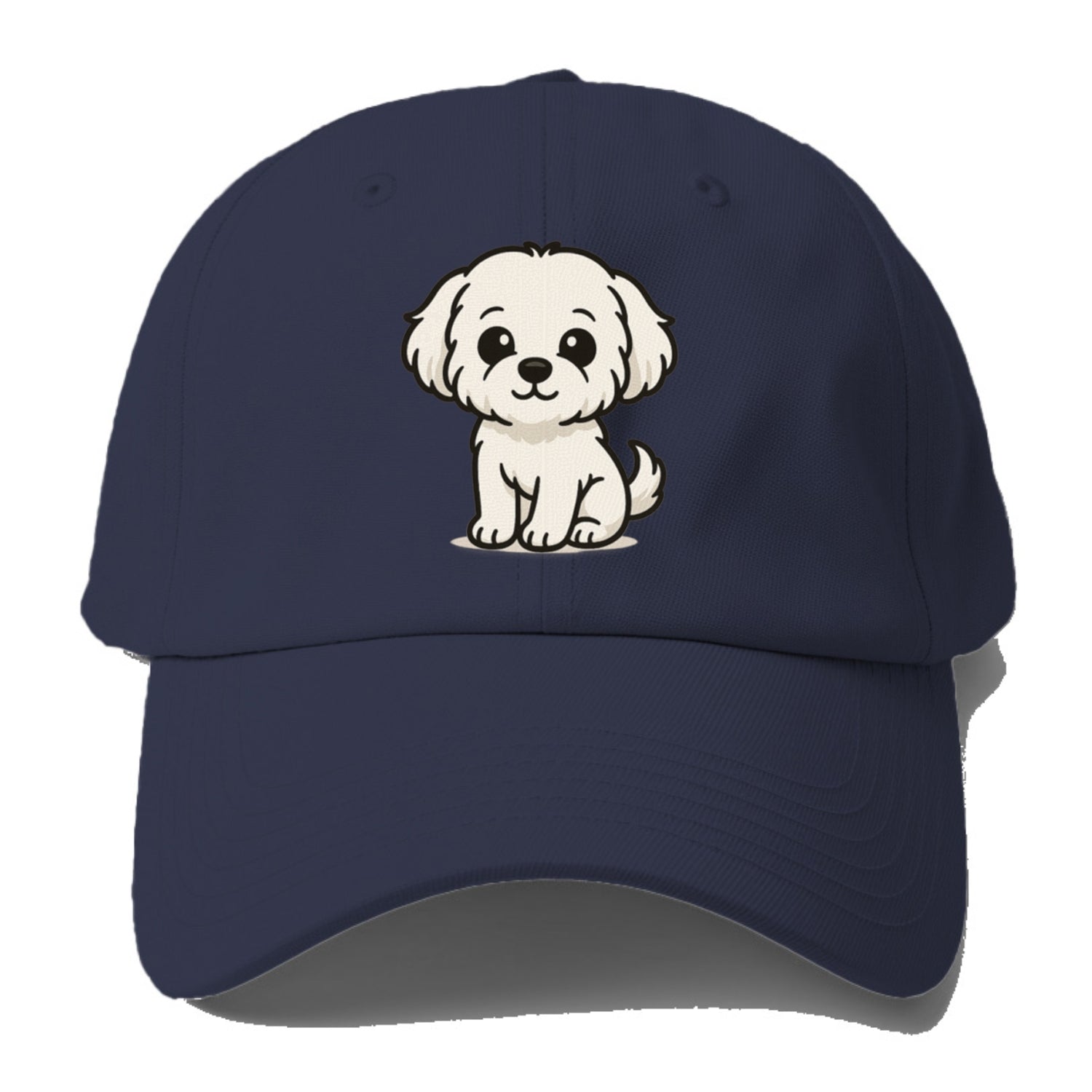 maltese pure white fluffy sitting pose portrait design Hat