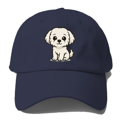 maltese pure white fluffy sitting pose portrait design Hat
