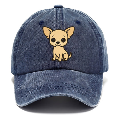 chihuahua cream colored sitting pose portrait design Hat