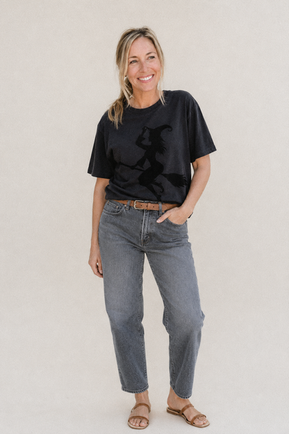 202308151409 Witch On Broom 4 Classic T-shirt – studio model photo