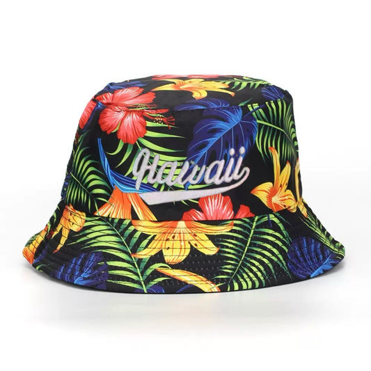 Hawaiian Printed Pattern Bucket Hat - Trendy & Lightweight Sun Protection Beach Hat with Tropical Design, Essential for Summer Outdoor Activities