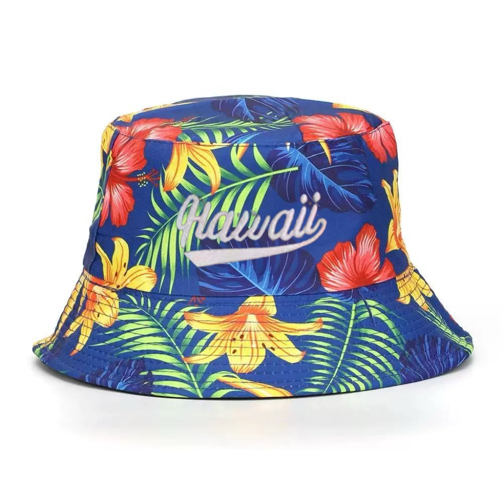 Hawaiian Printed Pattern Bucket Hat - Trendy & Lightweight Sun Protection Beach Hat with Tropical Design, Essential for Summer Outdoor Activities