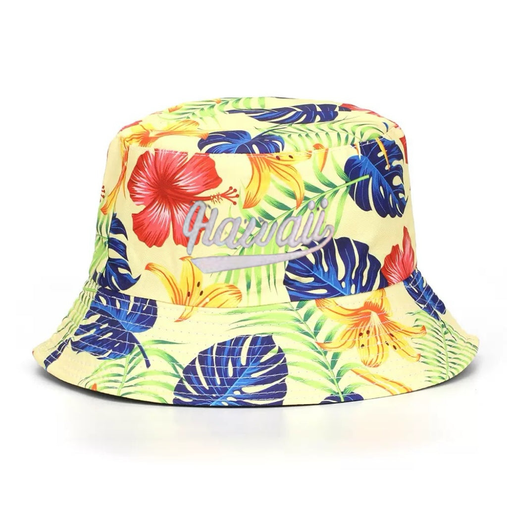 Hawaiian Printed Pattern Bucket Hat - Trendy & Lightweight Sun Protection Beach Hat with Tropical Design, Essential for Summer Outdoor Activities