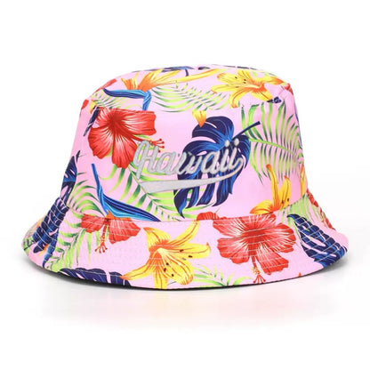 Hawaiian Printed Pattern Bucket Hat - Trendy & Lightweight Sun Protection Beach Hat with Tropical Design, Essential for Summer Outdoor Activities