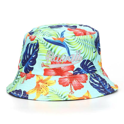 Hawaiian Printed Pattern Bucket Hat - Trendy & Lightweight Sun Protection Beach Hat with Tropical Design, Essential for Summer Outdoor Activities