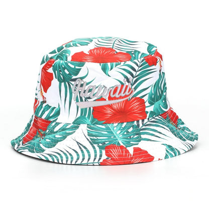 Hawaiian Printed Pattern Bucket Hat - Trendy & Lightweight Sun Protection Beach Hat with Tropical Design, Essential for Summer Outdoor Activities