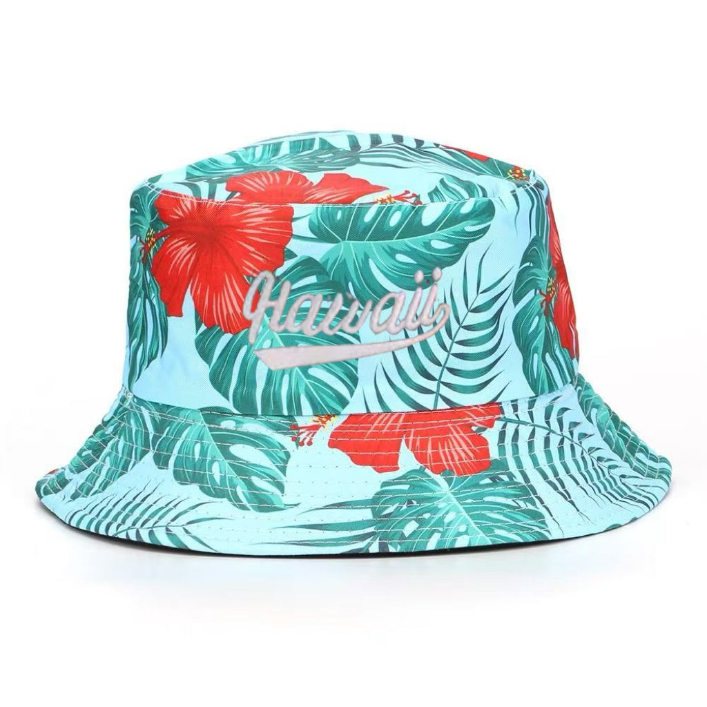 Hawaiian Printed Pattern Bucket Hat - Trendy & Lightweight Sun Protection Beach Hat with Tropical Design, Essential for Summer Outdoor Activities