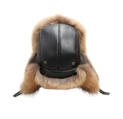 高品質ラグジュアリーフォックスファーハット メンズ - 暖かい耳保護冬春旅行スキーハット